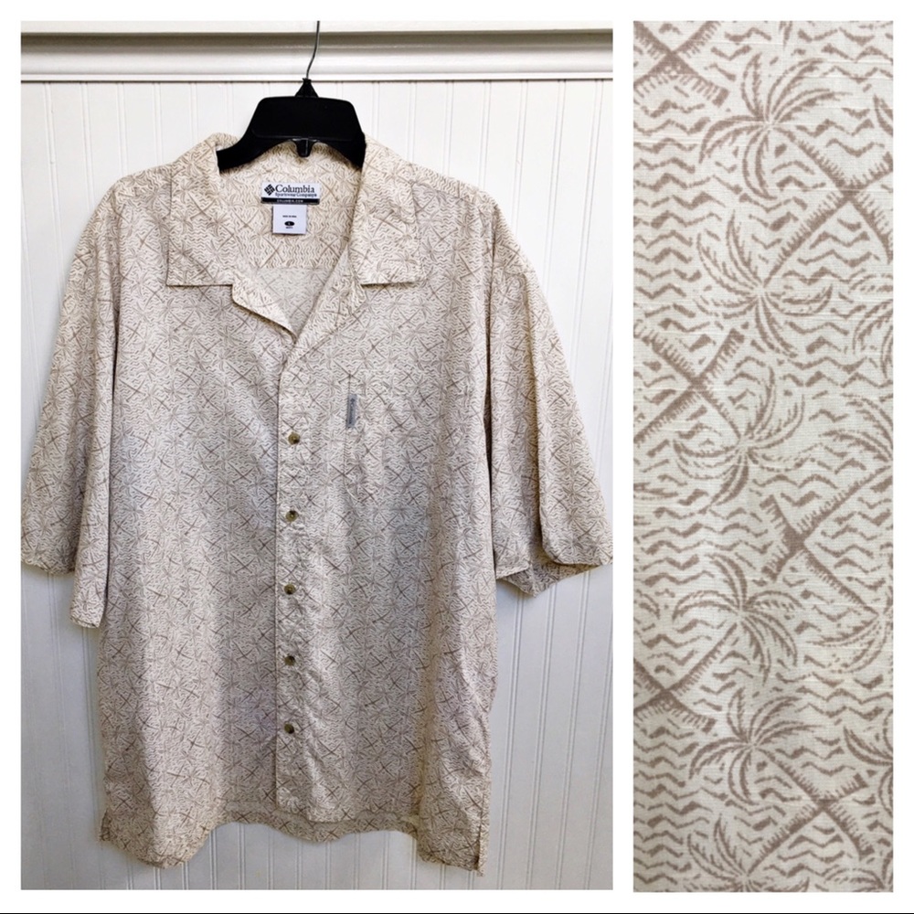 Columbia Palm Tree Print Button-Up Shirt Size Lg
